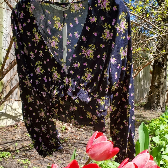 ZARA| FLORAL PRINTED CROP TOP - Picture 6 of 13
